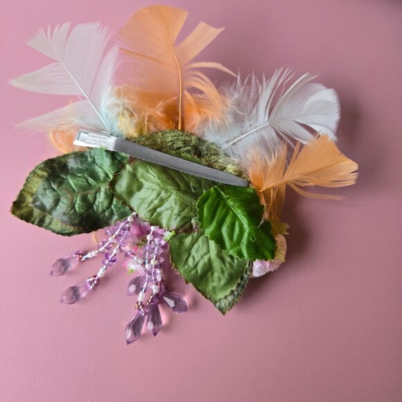 Velvet Flower Hair Clip | 1920s-style Flapper Girl | Romantic Hair Accessory - Picture 8 of 8